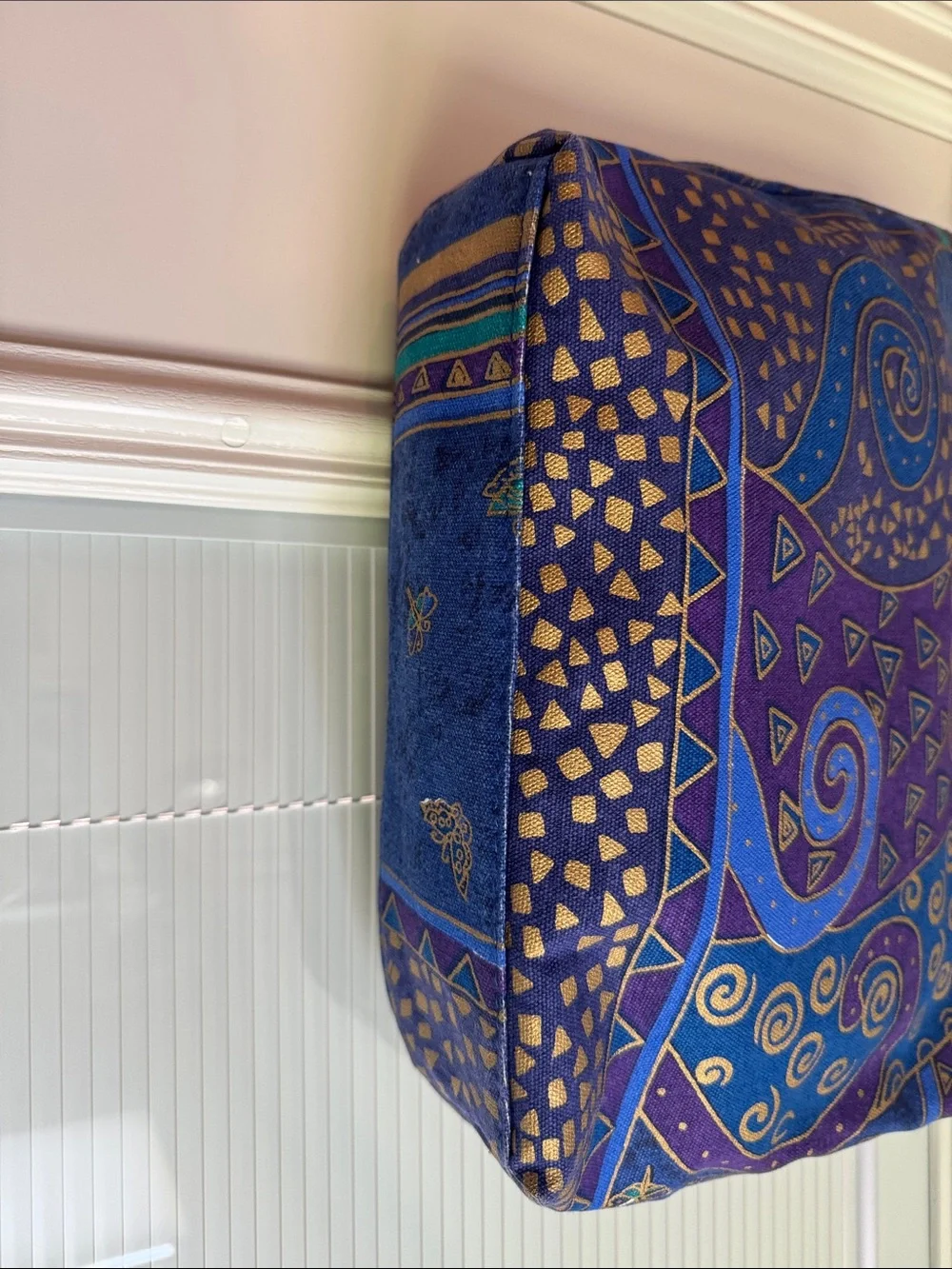 Laurel Burch Whimsical Cat Pattern Shoulder Bag in Blue and Purple